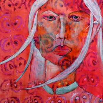 Licht der Lianenfrau - Weibliche Kraft leben - Malerei Ausdruck von  Emotion mit Licht, Farbe und Form. Acryl auf Leinwand 60x60 cm birgitneururer.com